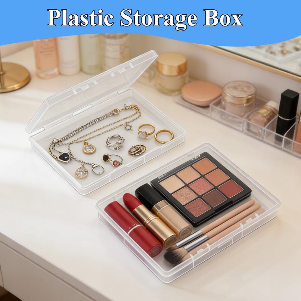 8 Stück kleine Aufbewahrungsboxen, transparenter Aufbewahrungsorganisator, leere Aufbewahrungsbox mit Deckel, Aufbewahrungsbox, Kunststoffbox, für Schmuck, Kleinteile, Perlen (17,8 x 12,8 x 1 cm) – Bild 4