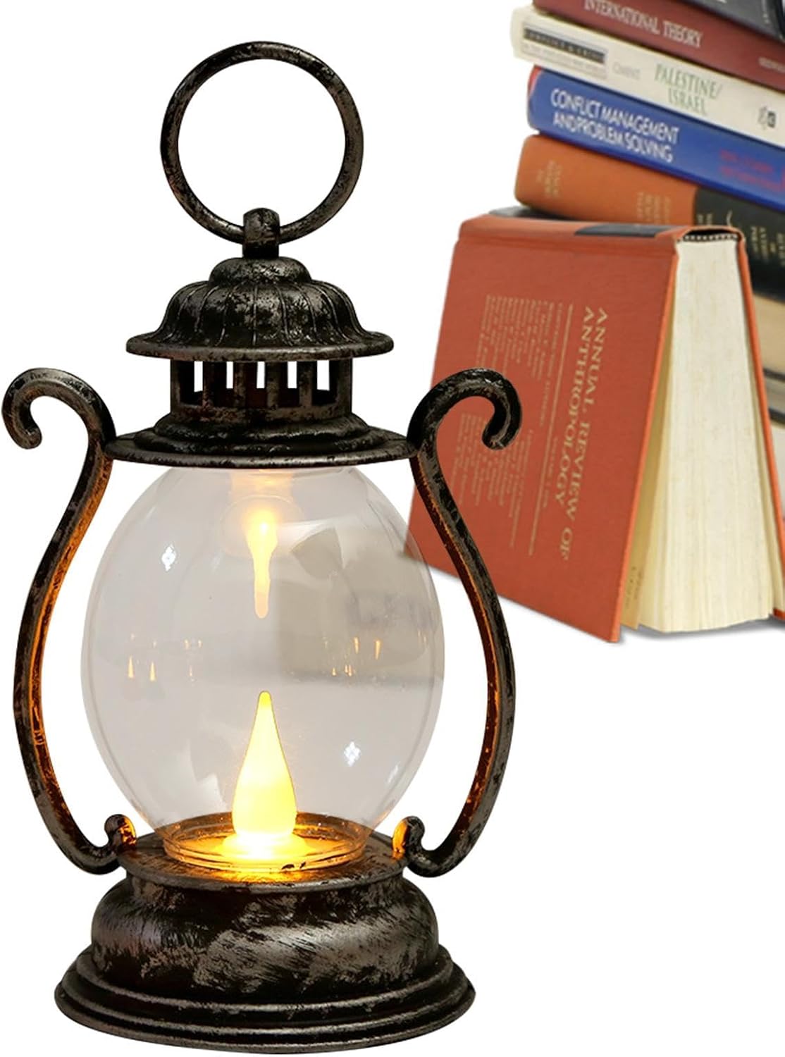 Vintage Laterne LED - Dekorative Mini Laterne Batteriebetrieben, Kleine Tragbare Hängende Öllampe | Retro Seillampe Garten, Schlafzimmer, Wohnzimmer, Esstisch, PA – Bild 8