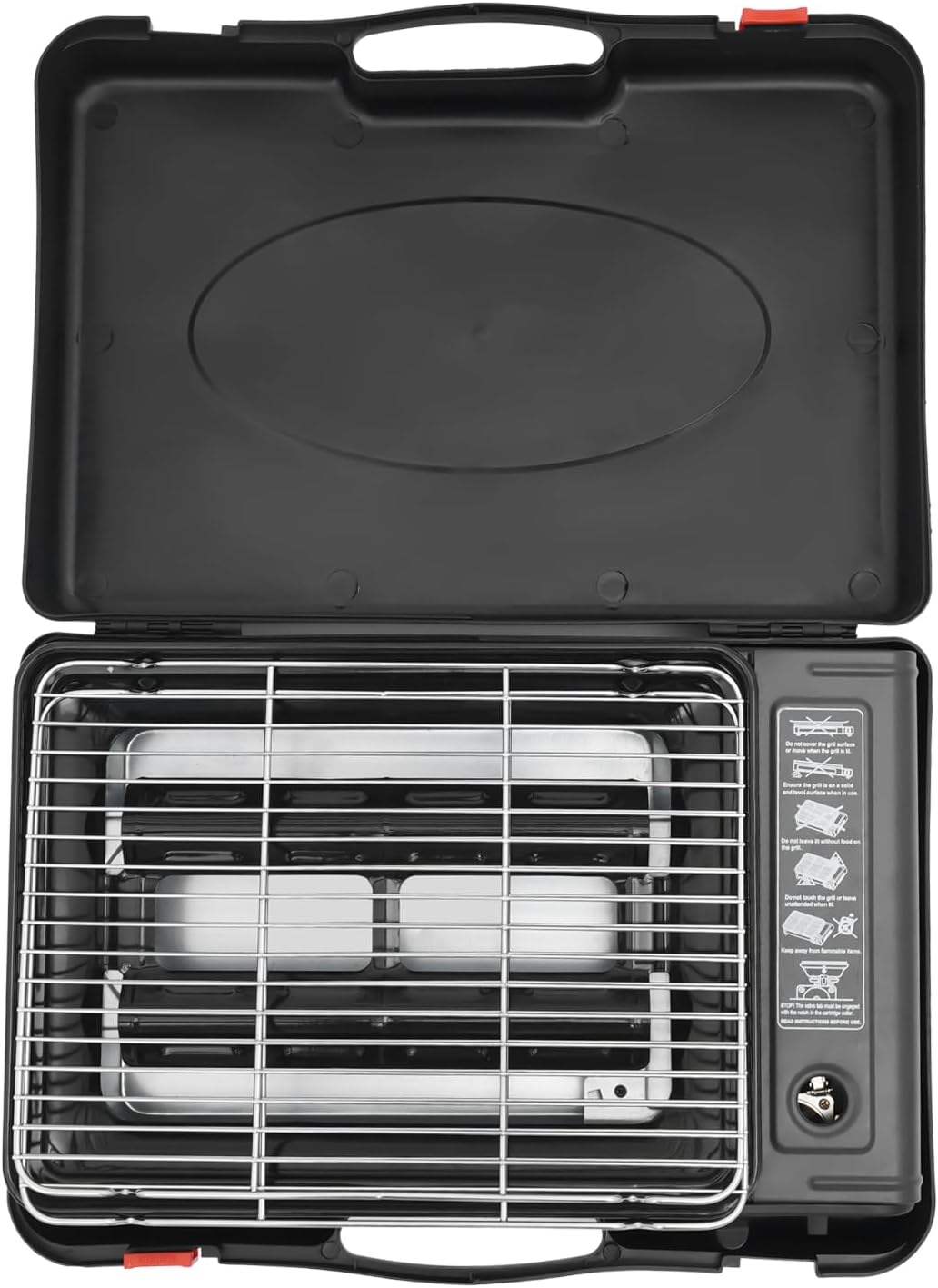 Camping Gasgrill, 2200W Tischgasgrill, tragbarer Gasgrill mit Fettbehälter und Tragetasche, Gaskocher Campingkocher, Campinggrill Gas, Gasherd-Set für Terrasse, Balkon und Garten – Bild 5