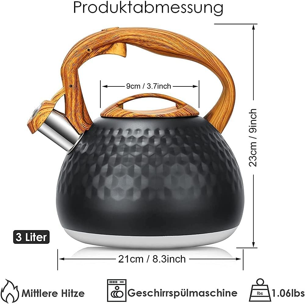 Wasserkocher, Induktionskessel, 3L, Pfeifkessel, Teekessel, Gasherd, Wasserkocher Edelstahl, Pfeifkessel Induktion, für Herd, Gas, Elektro – Bild 4