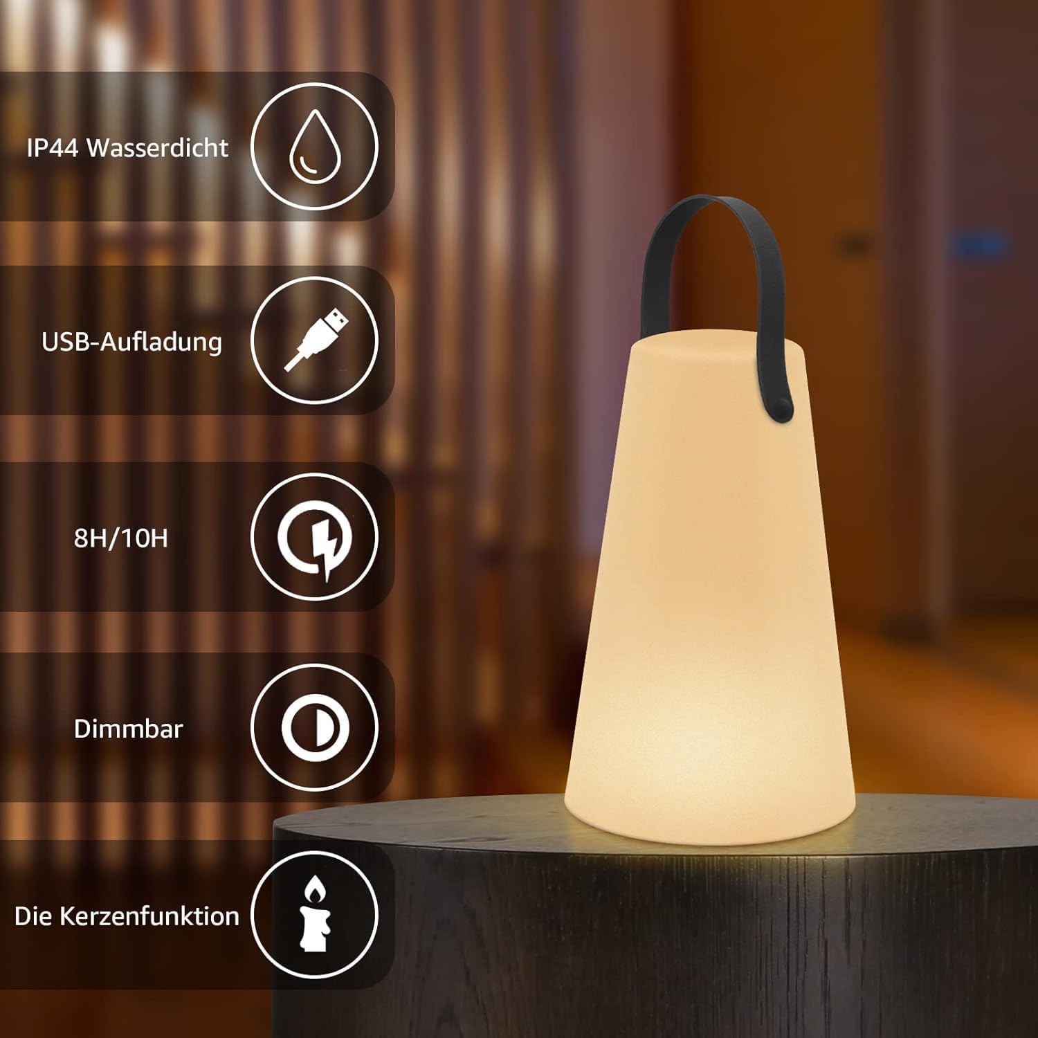 2er-Set LED-Akku-Tischlampen, kabellose Außenlampe, dimmbar, 8 Farben, USB wiederaufladbar, tragbare Campinglampe, Laterne, IP44 wasserdicht, mit Fernbedienung für Balkon, Garten, Camping, Gartendekoration – Bild 3