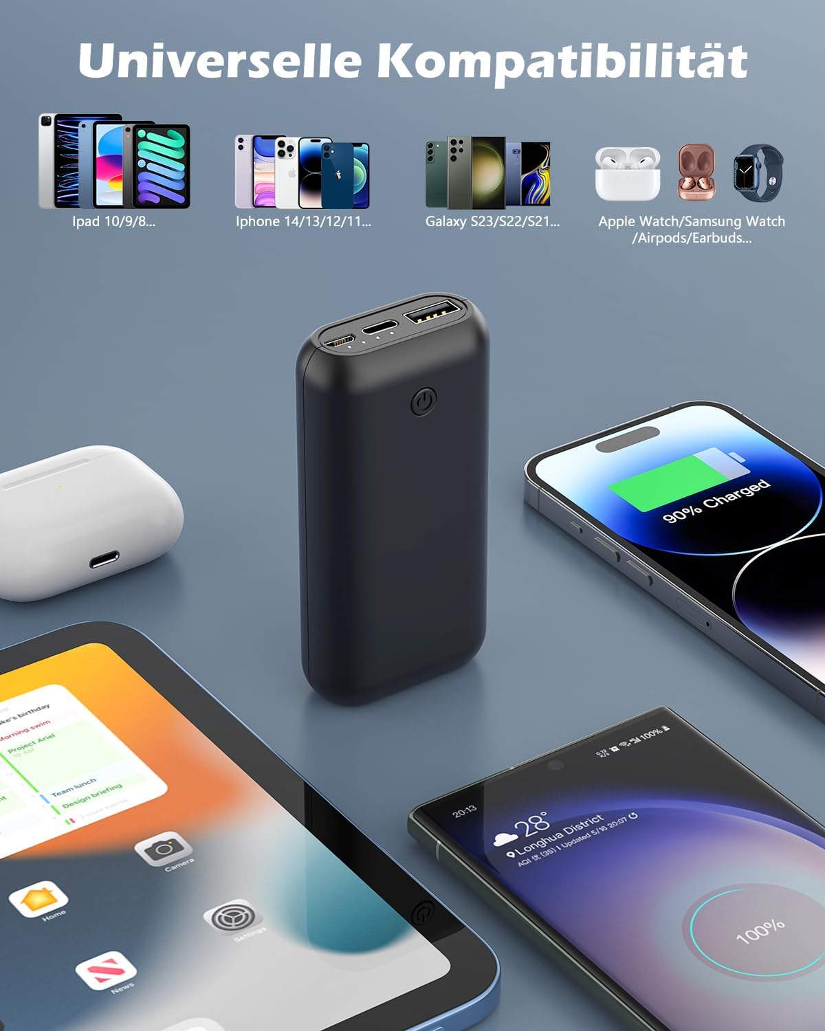 Heganus PowerBank Schlanker, tragbarer externer Akku mit hoher Kapazität für iPhone, Samsung Galaxy, iPad, Huawei usw. – Bild 6