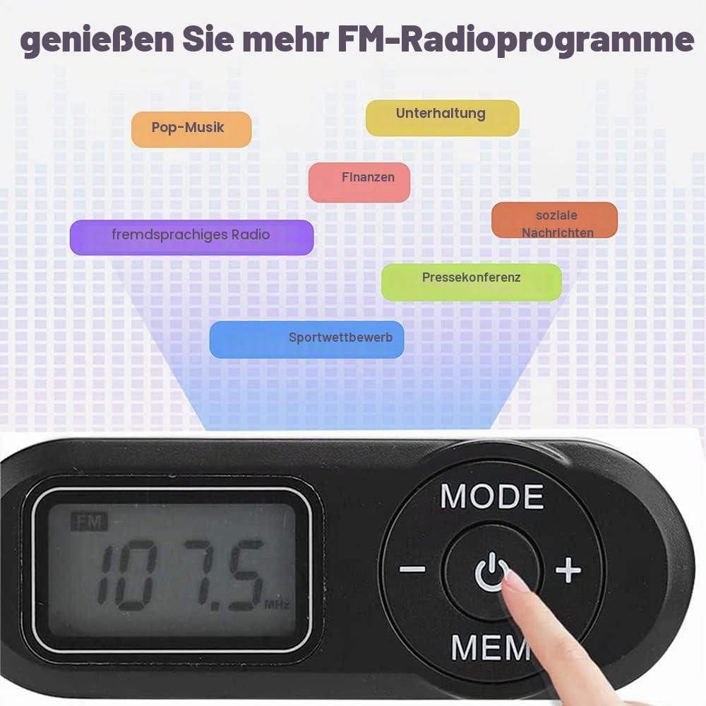 Mini-Radio, tragbar, FM mit digitaler LCD-Digitalanzeige, Kopfhörer-Taschenradio mit Voreinstellung für Joggen, Wandern, Reisen – Bild 4