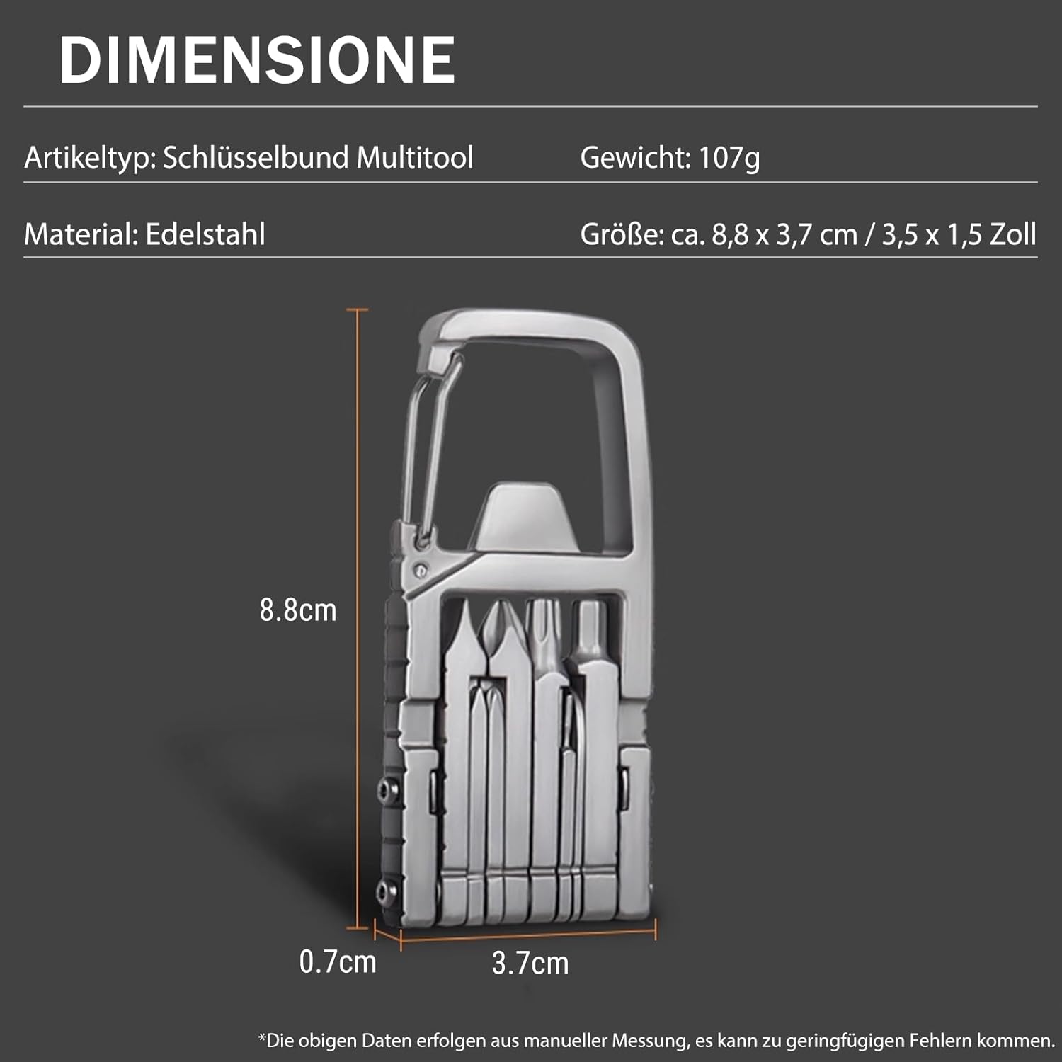 Multitool-Werkzeug, 12-in-1-Multitool-Schlüsselanhänger, kleine Werkzeuge, Multifunktionsmesser, Edelstahl-Schraubendreher-Bit für den Außenbereich, tragbares Taschenwerkzeug, Geschenke für Männer – Bild 2