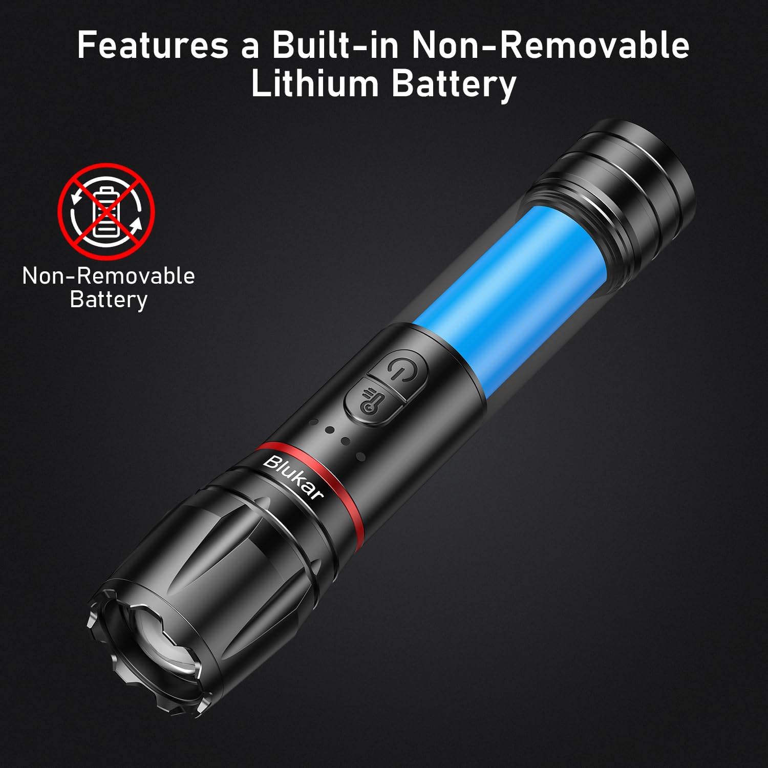 Blukar LED-Taschenlampe, 2 Lichtfarben, 2000 l, superhelle, zoombare Taschenlampen | Wiederaufladbar, 10 Leuchtmodi, lange Akkulaufzeit, wasserdichte Taschenlampe für Camping, Outdoor, Notfall usw. – Bild 9