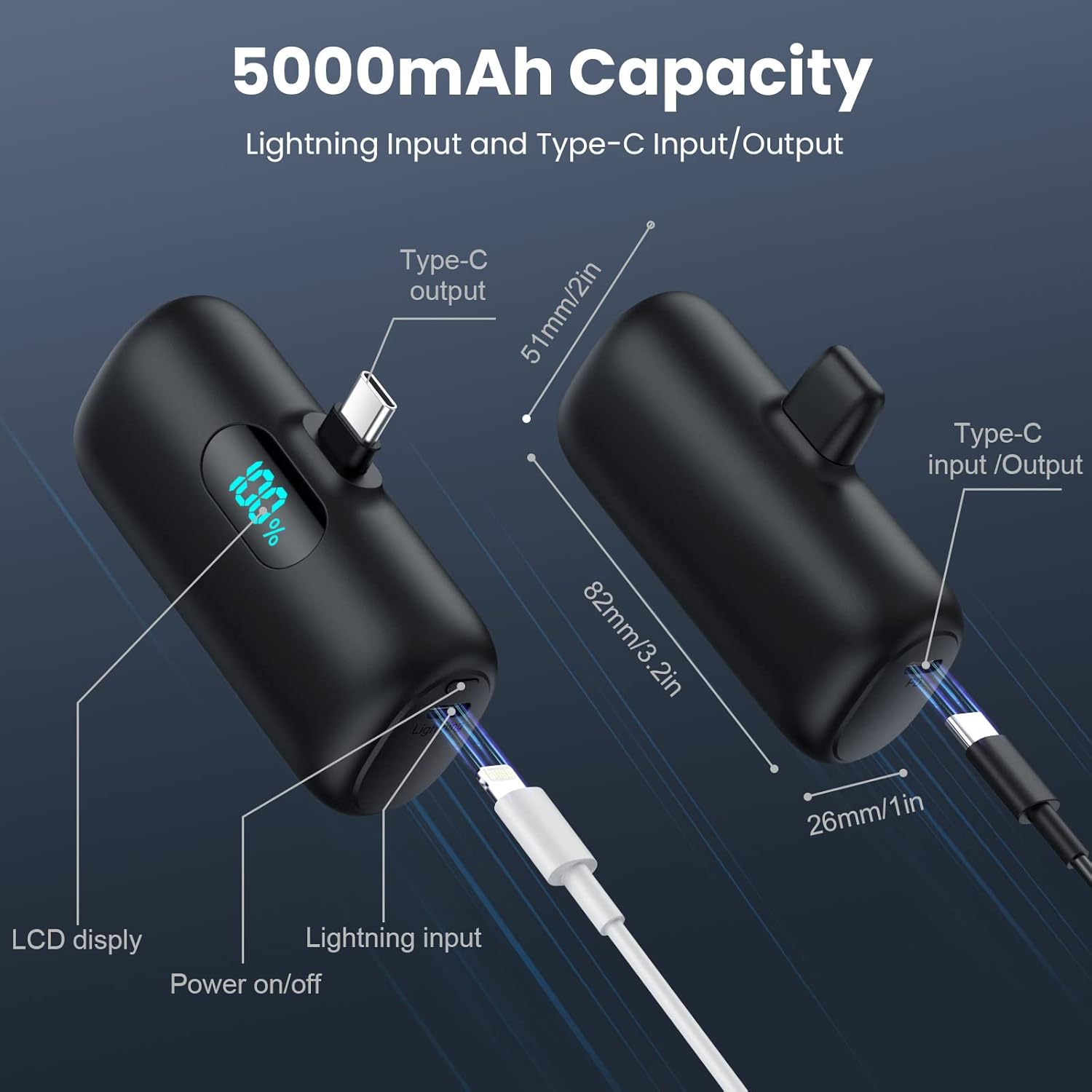 Powerbank USB C 5000 mAh, Mini-Powerbank, klein aber stark, 15 W, PD 3.0, schnelles Laden, tragbarer externer Akku mit LED-Anzeige, kompatibel mit iPhone 17/16/15, Samsung S25/24, Android-Handys – Bild 4