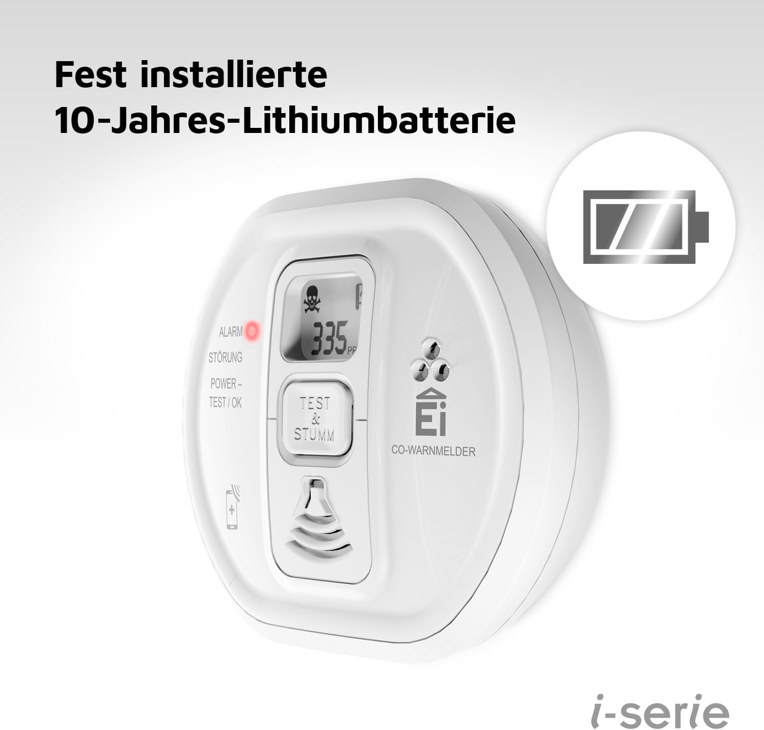 Ei Electronics Professioneller Kohlenmonoxidmelder Ei208iDW, CO-Melder der i-Serie mit AudioLINK-Funktion zum sofortigen Auslesen der Daten, LCD-Display und Batterie für 10 Jahre, optional kabellos vernetzbar, Weiß – Bild 4