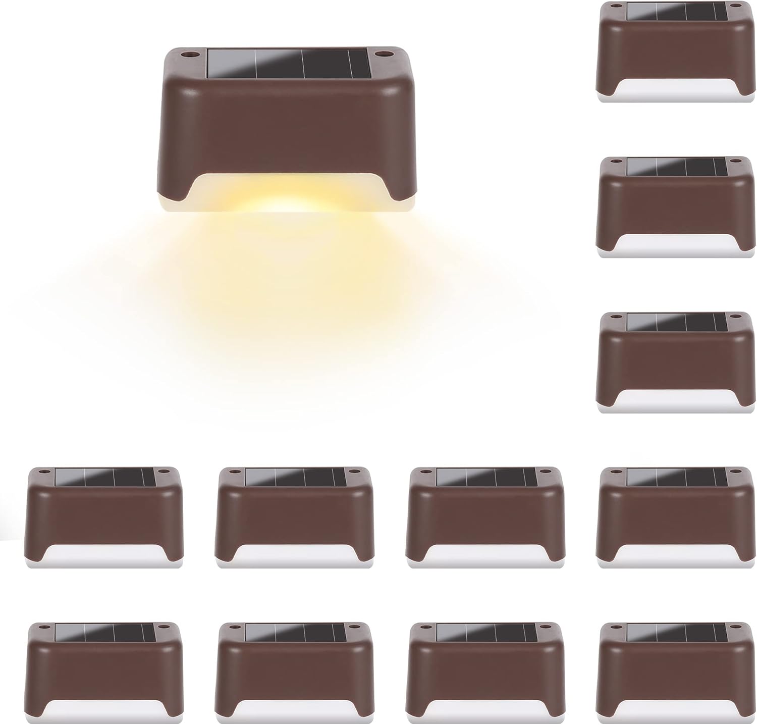 Solpex Solarleuchten, wasserdichte LED-Beleuchtung für Außentreppen, Stufen, Zaun, Hof, Terrasse, Dachrinne, Weg, Dekoration, 12 Stück, warmweißes Licht – Bild 8