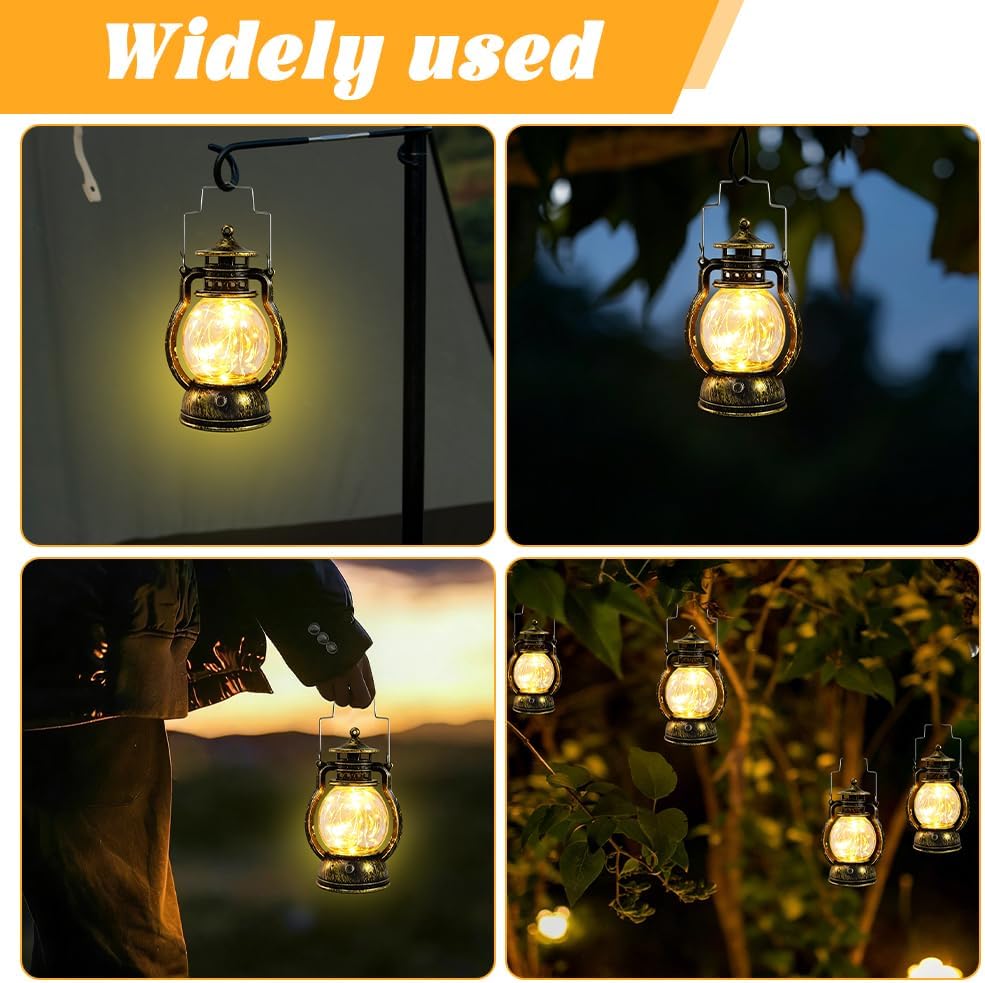 4 Stück Mini-LED-Laternen – LED-Vintage-Kerzenlaternen zum Aufhängen für festliche Dekoration, Bronze-Gold-Laterne, Mini-Laterne für Party-Dekoration, Ramadan-Dekoration, Weihnachten, Geburtstag und – Bild 7