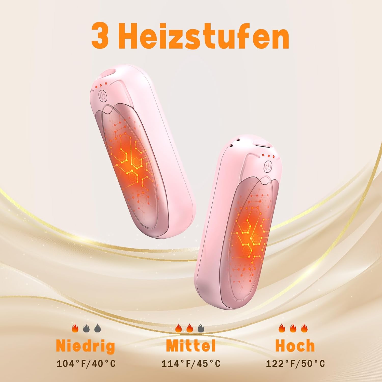 Handwärmer Wiederaufladbar 2er-Set, 7000mAh Elektrischer Taschenwärmer mit 3 Heizstufen, Tragbarer Magnetischer Handwärmer, Wintergeschenk für Damen & Herren – Bild 3
