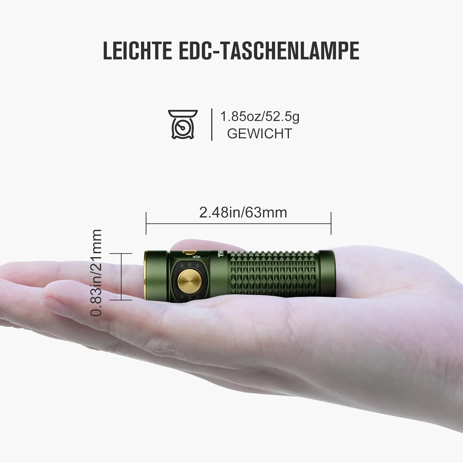 OLIGHT Baton 4 Kit Mini-LED-Taschenlampe wiederaufladbar mit dimmbarem Ladeetui, Handlampe bis zu 190 Tage Laufzeit, 1300 lm, 170 m Leuchtweite, superhelle kleine Taschenlampe für den täglichen Gebrauch, IPX8 OD grün – Bild 2