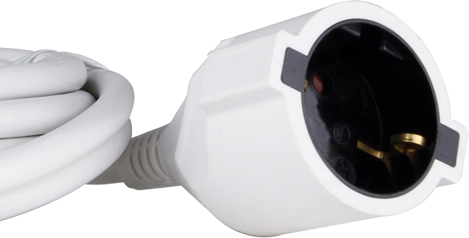 REV Smart Flat Plug Steckerverlängerung, Flachstecker 8 mm, Verlängerungskabel 3 m, max. 3.680 W, Weiß – Bild 2