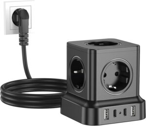 Steckdosenwürfel mit USB, 5-fach M...