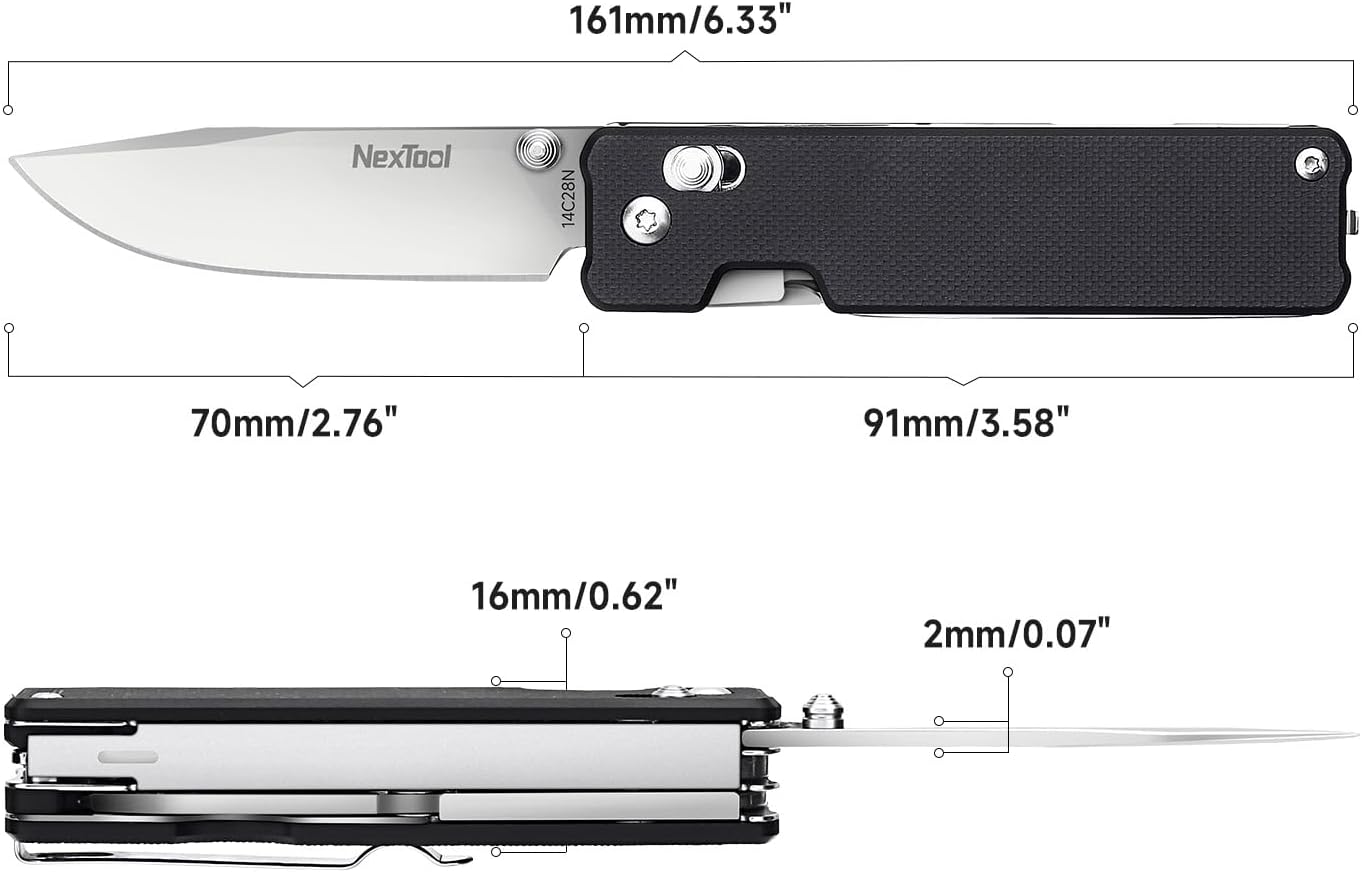 NexTool Knight K30 11-in-1-Klappmesser mit Verriegelung, EDC-Multifunktionswerkzeug mit 14C28N-Stahlklinge und G10-Griff, geriffelte Schere für den täglichen Gebrauch, Camping und Wandern – Bild 3