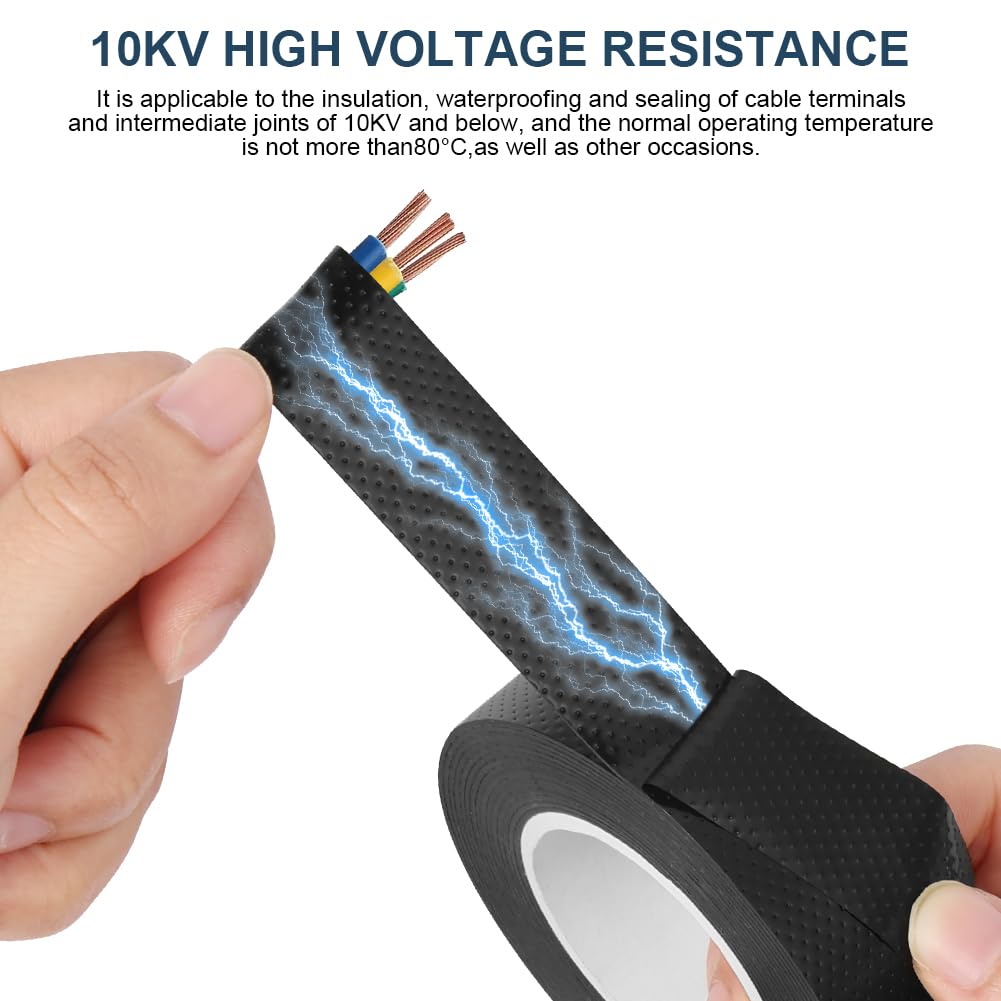Selbstschweißendes Isolierband, universal, 4,5 m x 19 mm x 0,8 mm, wasserdichtes Gummiband, schwarz, elektrisches Isolierband, Reparatur, Reparaturband für Rohre, Kabelwerkzeug (2 Rollen) – Bild 6