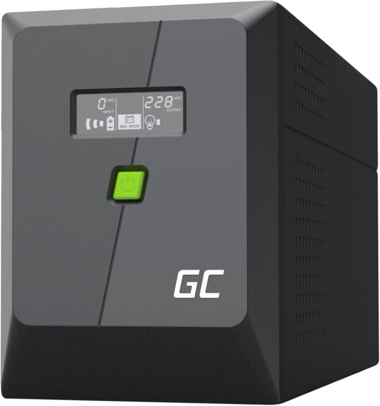 Green Cell PowerProof USV 2000VA 1400W, LCD, reine Sinuswelle und IEC | Notstromversorgung mit Überspannungsschutz, RJ45 und 4 Schuko-Ausgängen für Haushaltsgeräte