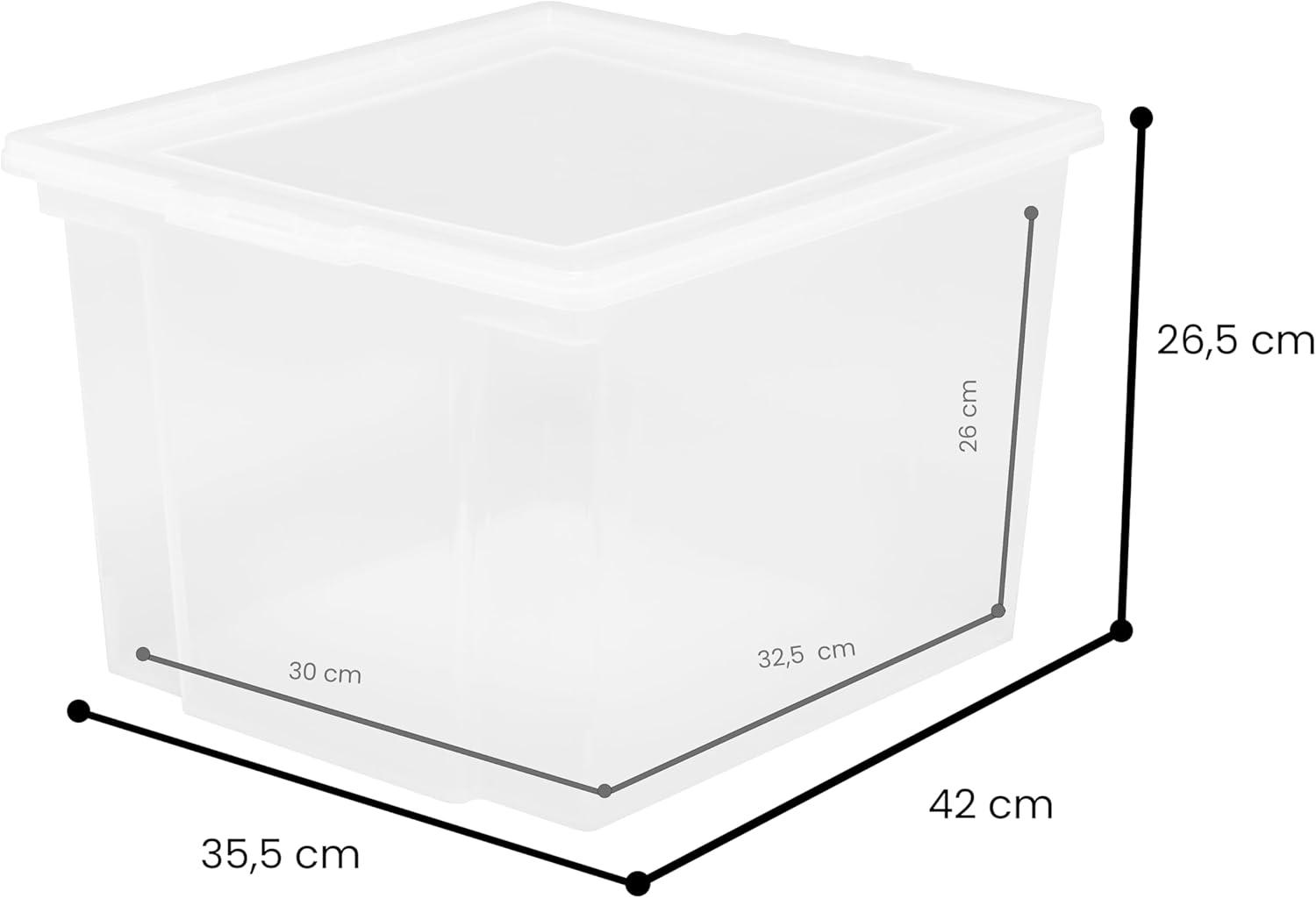 Iris Ohyama Vielseitige Aufbewahrungsbox mit Deckel, Stapelboxen, 30 l, 6er-Set, transparent, stapelbar, Kunststoff, für Schrank, Regale, Organisation, Kleidung, Bettwäsche, Kunststoffbox mit Deckel, USB-M – Bild 5