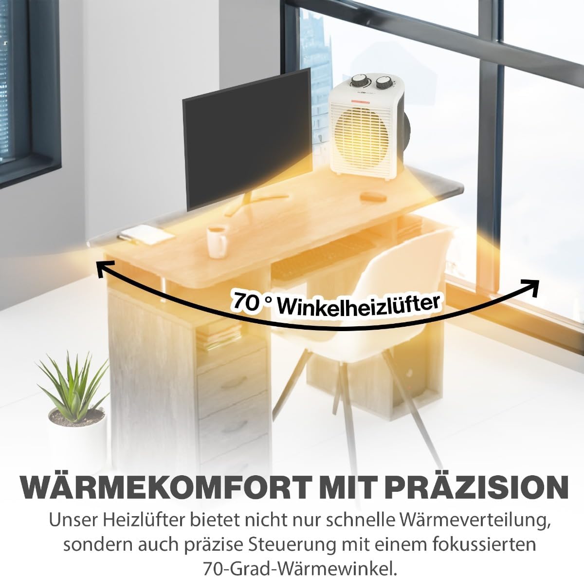 Clatronic® HL 3761 mobiler und kompakter Heizlüfter, 2000 und 1000 W, Heizkörper, klein, mit Kontrollleuchte und Überhitzungsschutz – Bild 3