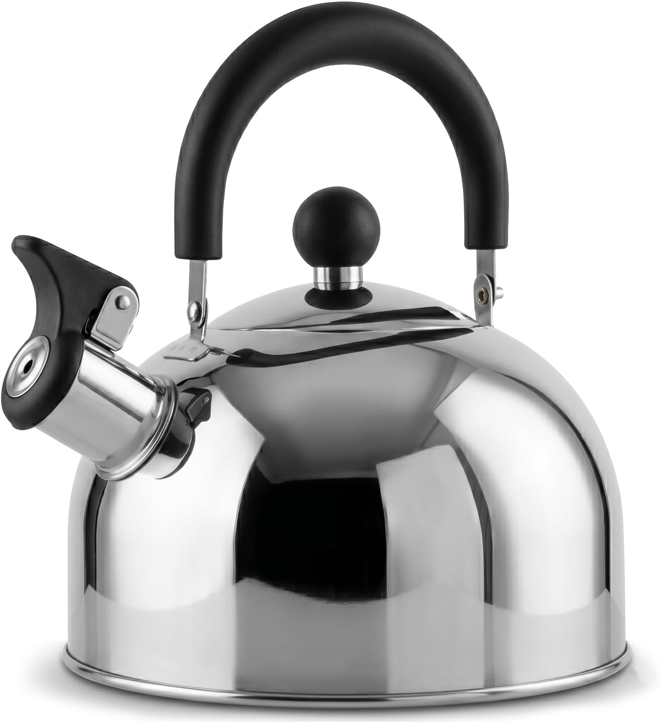 COM-FOUR Teekessel 2,0 L – Retro-Wasserkocher aus Edelstahl – Pfeifkessel zum Wasserkochern – Retro-Wasserkocher (01 Stück – 2,0 Liter)