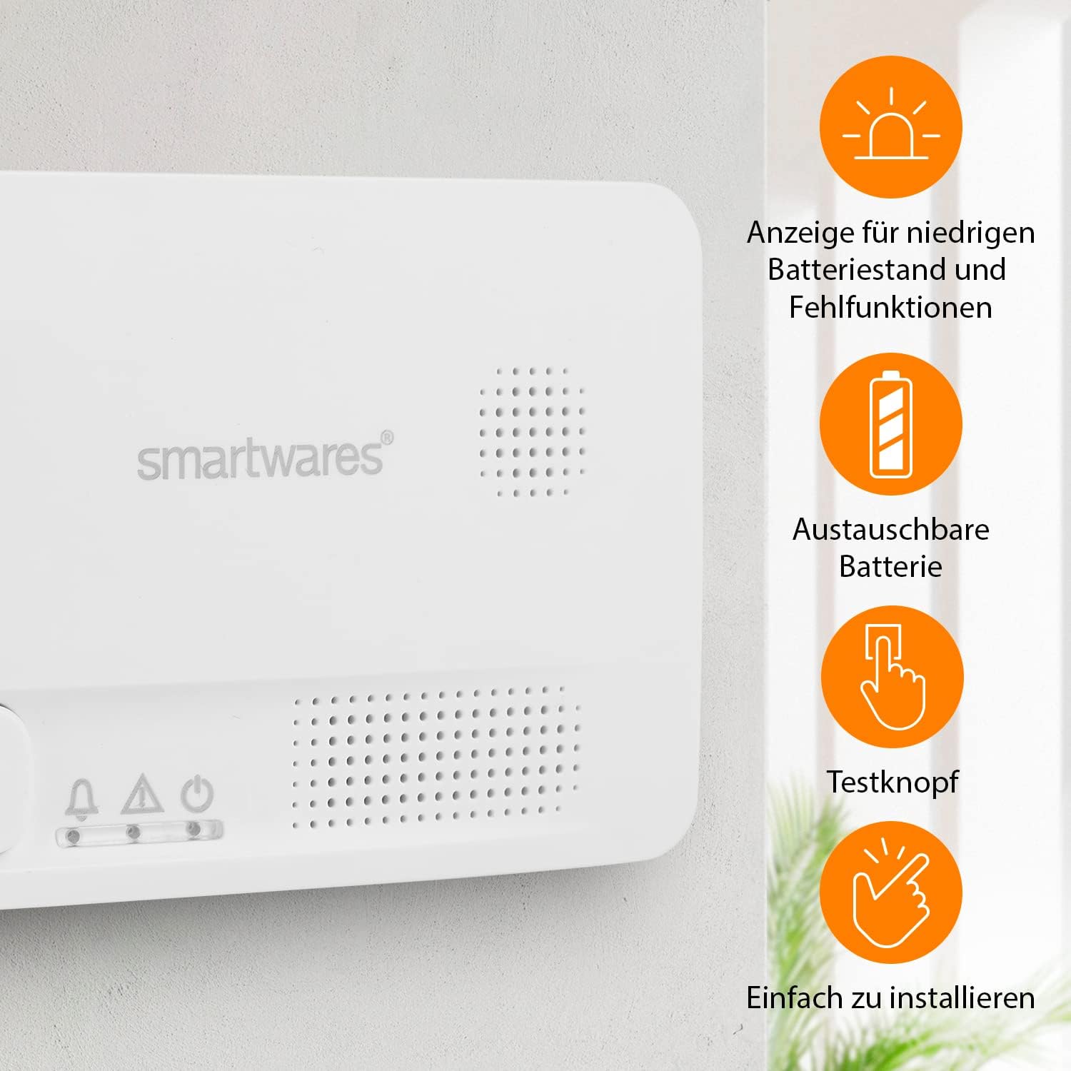 Smartwares Kohlenmonoxidmelder – 10-Jahres-Sensor – mit Testtaste – LED-Anzeigen – FGA-13051 – Bild 3