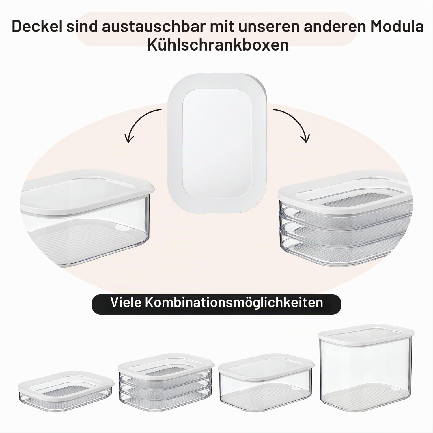 Mepal - Modula 3-lagige Wurstaufbewahrungsdose - Kühlschrank - Aufbewahrungsbox mit Deckel - Geeignet zur Aufbewahrung von Fleischprodukten - 3 separate Kühlschrank-Aufbewahrungsboxen - 1650 ml - Schwarz – Bild 6