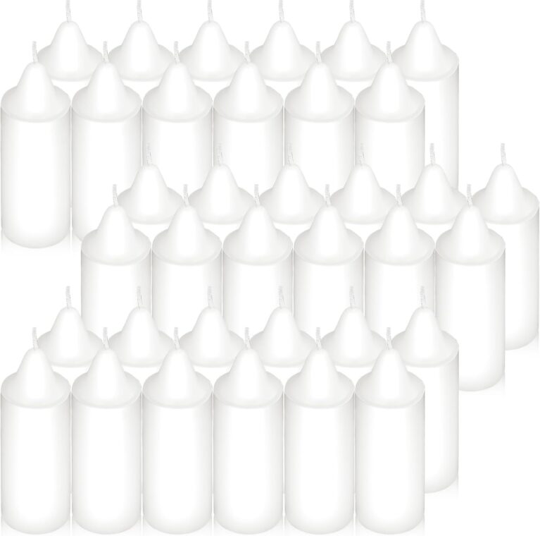 Set mit 36 ​​kleinen weißen Stumpenkerzen, 9 x 3 cm, Mini-Kerzen ohne Duft für Hochzeiten, lange Brenndauer von 9 Stunden, tropffreie Blockkerzen für dekorative Kirche, Notfall-Spa-Laternen, Zuhause