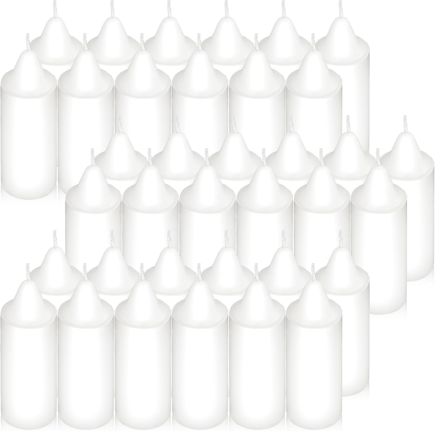 Set mit 36 kleinen weißen Stumpenkerzen, 9 x 3 cm, Mini-Kerzen ohne Duft für Hochzeiten, lange Brenndauer von 9 Stunden, tropffreie Blockkerzen für dekorative Kirche, Notfall-Spa-Laternen, Zuhause