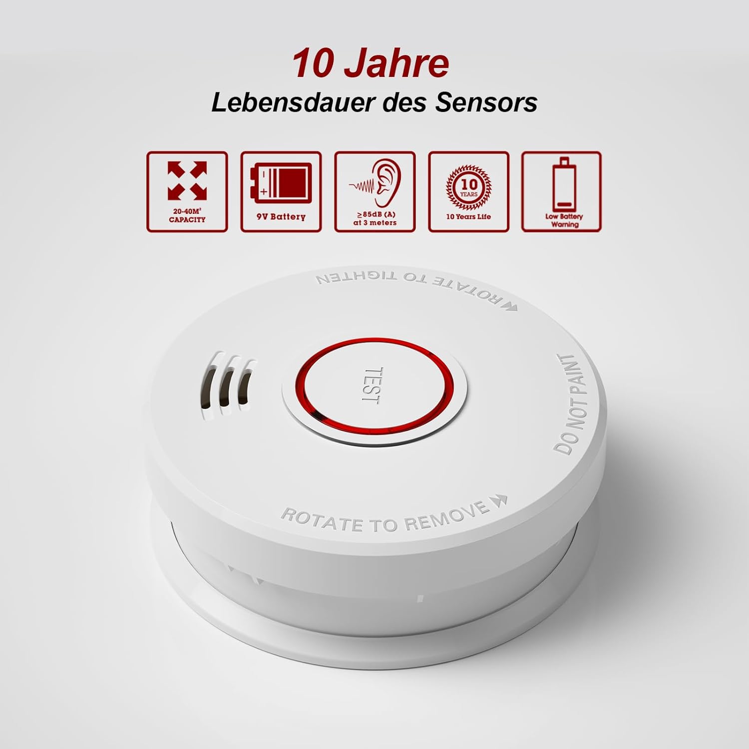 Rauchmelder Feuermelder, austauschbare 9V-Batterie für Rauchmelder, DIN EN14604 & BSI-zertifiziert, 4 Stück – Bild 3