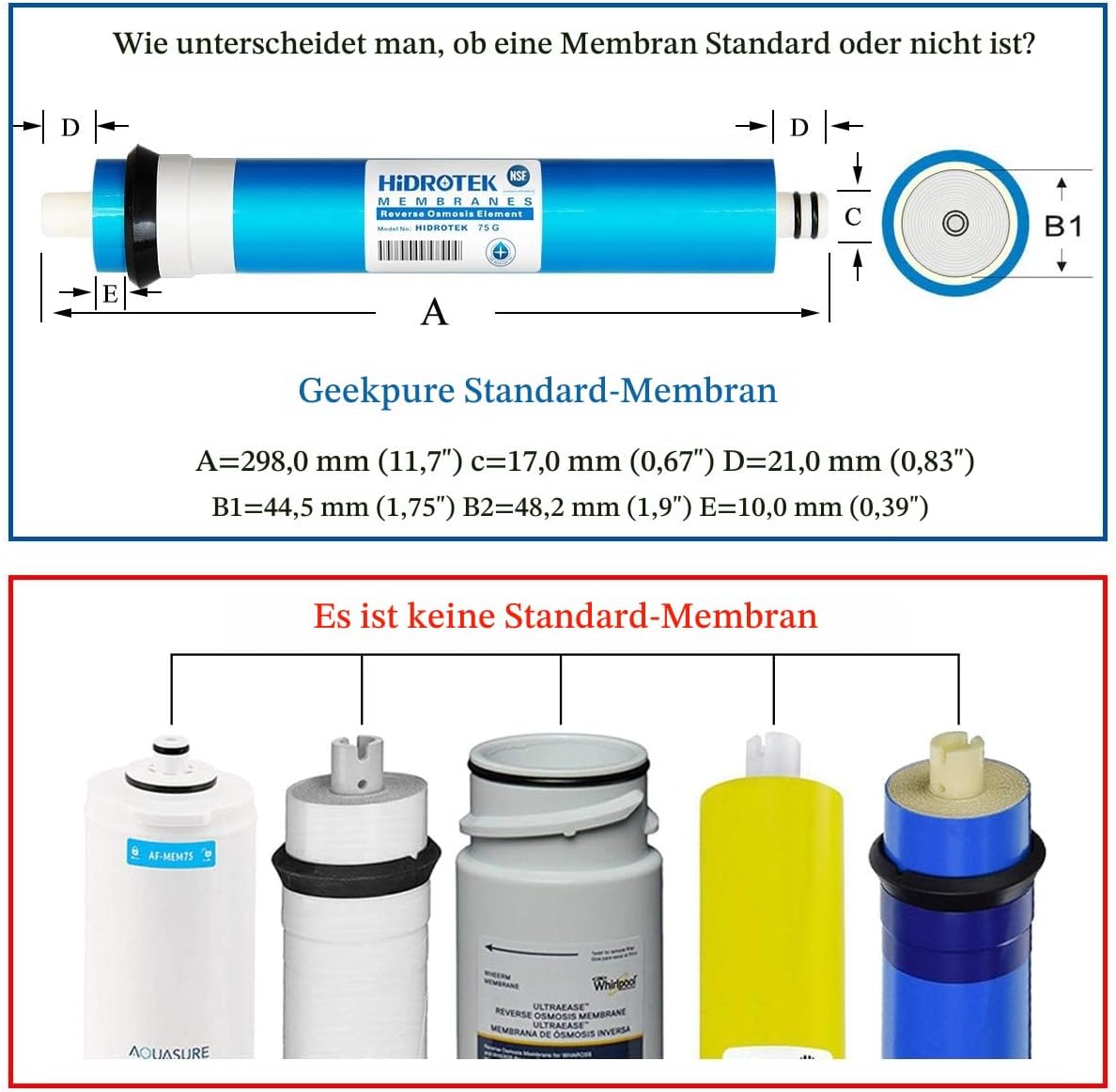 Universell kompatibles 5-stufiges Umkehrosmose-Ersatzfilterset mit 50 GPD-Membran, Standard 10 Zoll – Bild 4