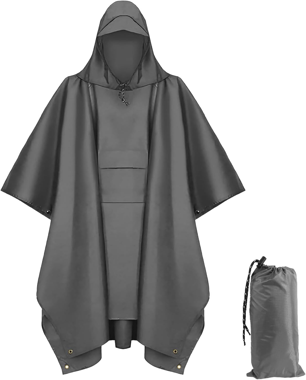 Wasserdichter Regenponcho für Damen und Herren, Mehrzweck-Regenjacke Outdoor mit Kapuze und Taschen, 3-in-1-Multifunktions-Regenmantel, Regenschutz, Regenponcho für Wandern und Camping