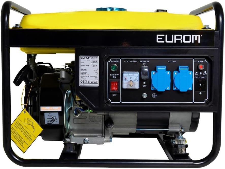 Dönges Stromerzeuger Benzin leise 2200 Watt, Notstromaggregat mit 2 x 230 V Steckdosen, 11 Stunden Betriebszeit, Stromerzeuger 15 L Tank für Outdoor, Camping, Garten, Heimwerker zur mobilen Stromversorgung
