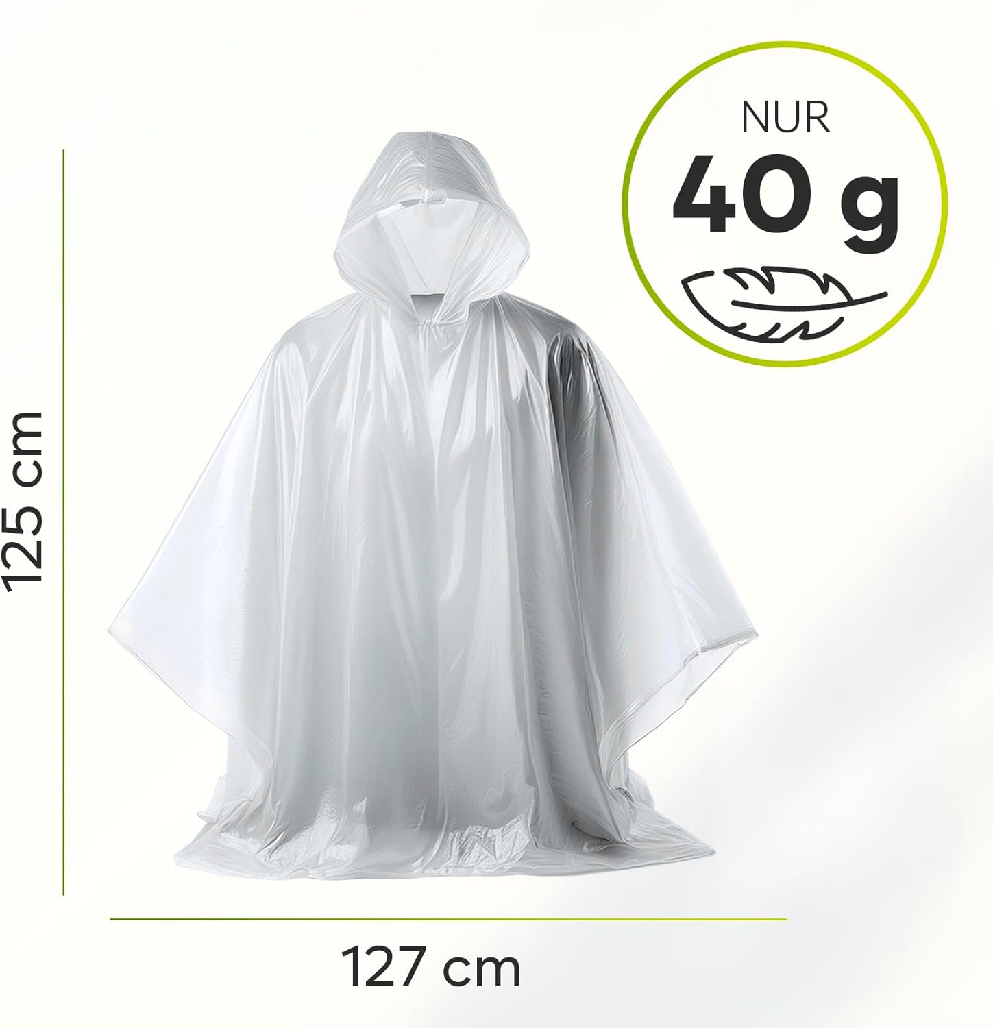 ZENO Regenponcho Festival wasserdicht – Regencape Festival Einweg – Regenponcho Damen & Herren – transparent mit Kapuze – Notfall-Poncho für Reisen, Wandern, Camping – Einweg-Poncho, 6 Stück – Bild 5