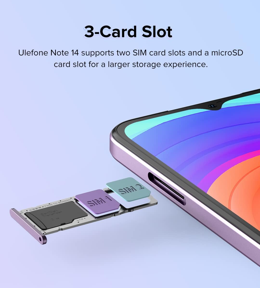 Ulefone Android 12 4G Smartphone ohne Vertrag Note 14 (64 GB), 3 Kartensteckplätze, Quad Core 4 GB + 64 GB, Dual-SIM-Handy, 6,52 Zoll HD+, 8 MP + 13 MP Kamera, 4500 mAh Akku, Face Unlock GPS Schwarz – Bild 8