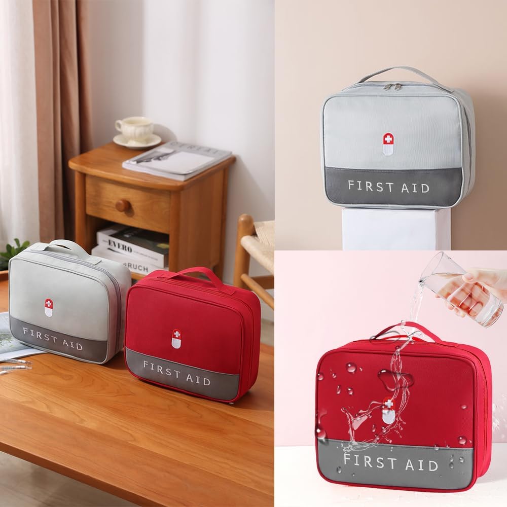 1-teiliges Erste-Hilfe-Set, wasserdichtes Erste-Hilfe-Set, tragbarer leerer Erste-Hilfe-Koffer, ideal für Familien, Camping und den Außenbereich (rot, 23,5 x 9 x 19,5 cm) – Bild 4