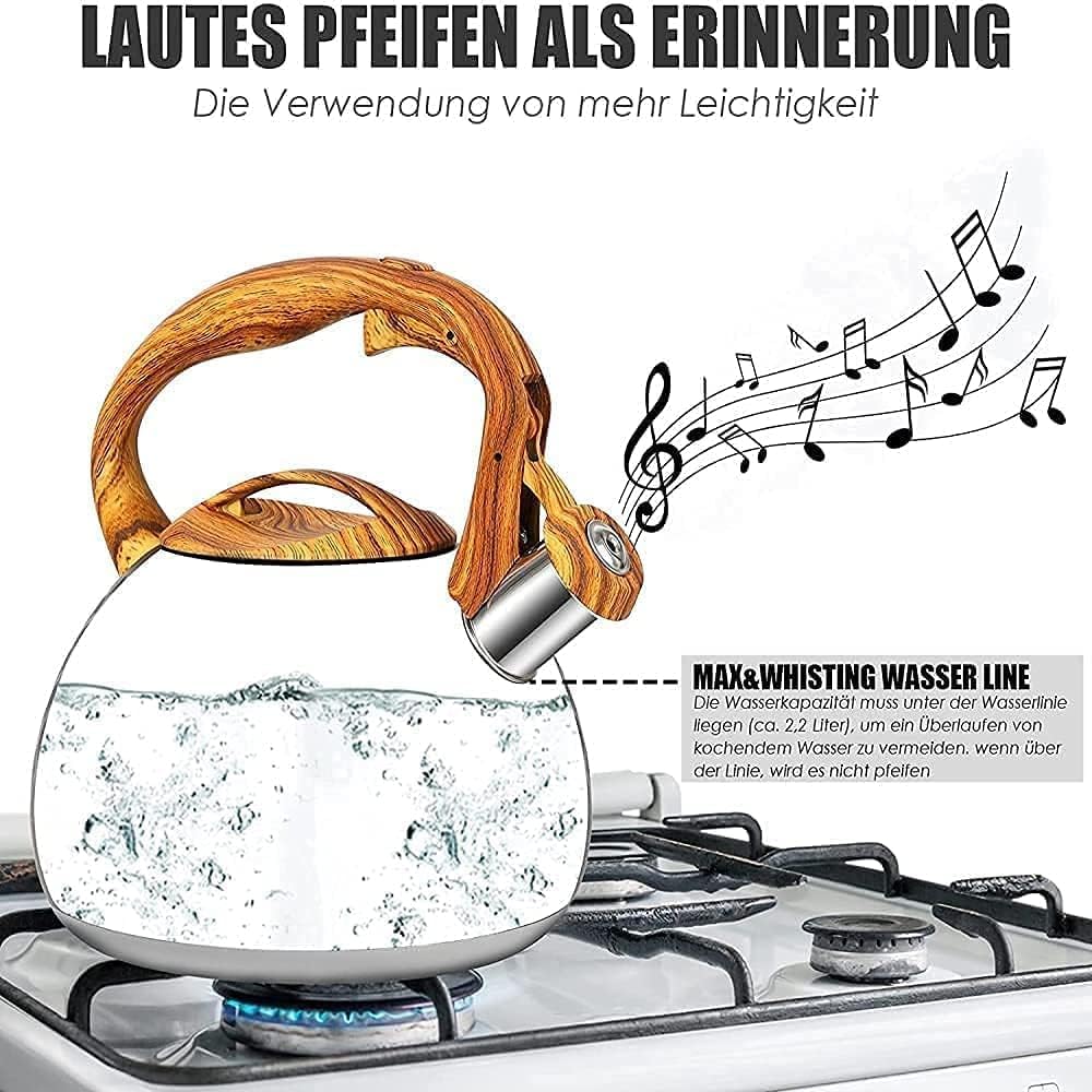 Wasserkocher, Induktionskessel, 3L, Pfeifkessel, Teekessel, Gasherd, Wasserkocher Edelstahl, Pfeifkessel Induktion, für Herd, Gas, Elektro – Bild 6