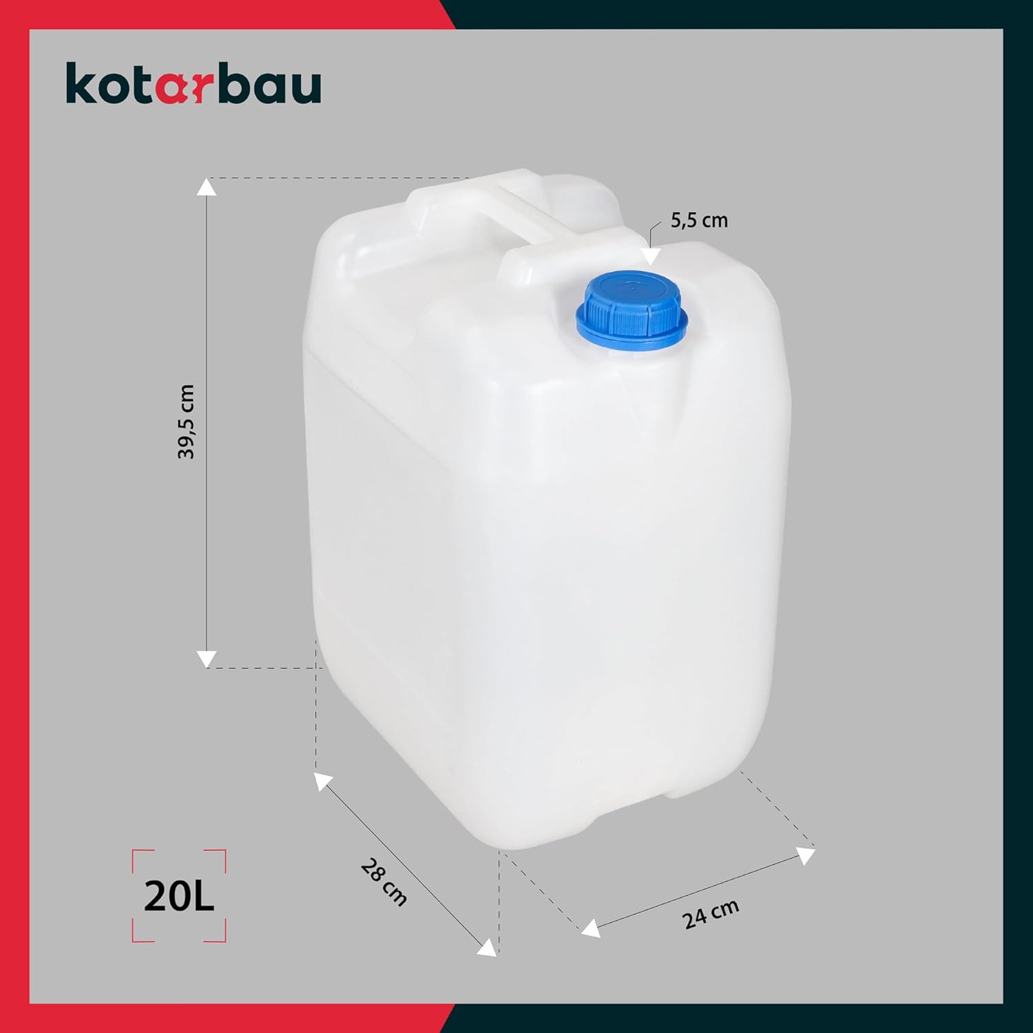 KOTARBAU® Wasserkanister 20L ohne Wasserhahn, Kunststoffkanister für Wasserkanister, lebensmittelechter PE-Trinkwasserbehälter mit Schraubverschluss, Trinkwasserkanister, Wasserbehälter – Bild 3