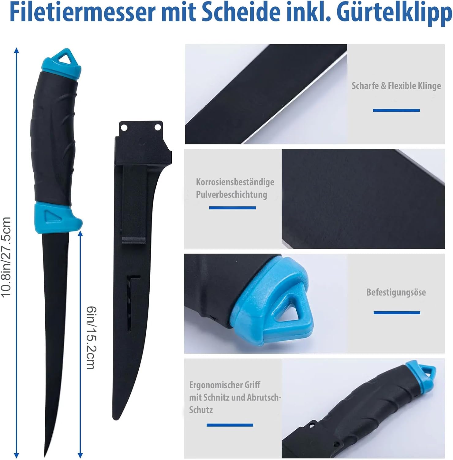 Komplettes Angelset für Anfänger und Profis, multifunktionale Angelbox mit Filetmesser, Maßband, Hakenentferner, Fischgreifer, Schere, Multizange und Schneidebrett, perfektes Angelset und Angelkoffer-Zubehör – Bild 4