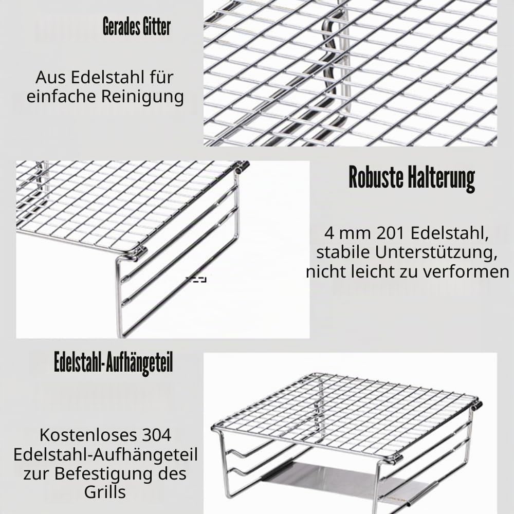 Grill-Wärmeständer, robuster tragbarer Grillrost aus Edelstahl mit Beinen für Outdoor-Rucksacktouren, Wandern, Picknick, Grillen – Bild 2