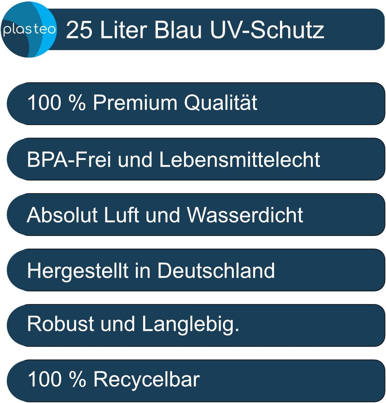 plasteo 25 Liter Trinkwasserkanister mit 1 Hahn und Schraubdeckel (DIN 61), blau – Bild 4