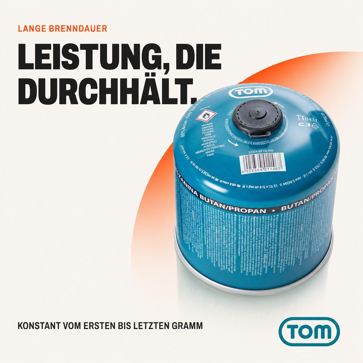 TOM Gaskartuschen 2 x 4 x 8 x oder 12 x 500 g Butan-Propan-Gas – Schraubkartuschen-Set – Kartuschen mit Sicherheitsschraubgewinde – Butangaskartusche ideal für Ihren Campingkocher (4 x 500 g) – Bild 9