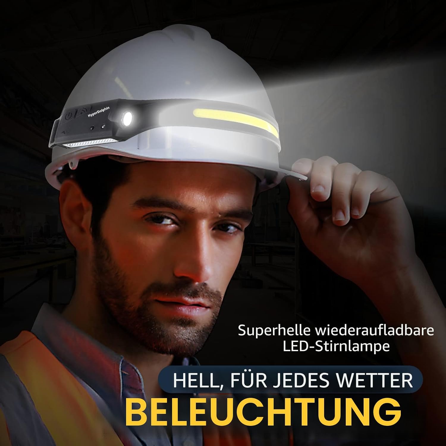 Wiederaufladbare LED-Stirnlampe mit breitem Strahl, 350 Lumen, 5 Modi, Bewegungssensor, Typ-C-USB, wasserdicht, 230°-Beleuchtung, leicht und komfortabel – ideal zum Laufen, Angeln, Radfahren, Camping – Bild 2