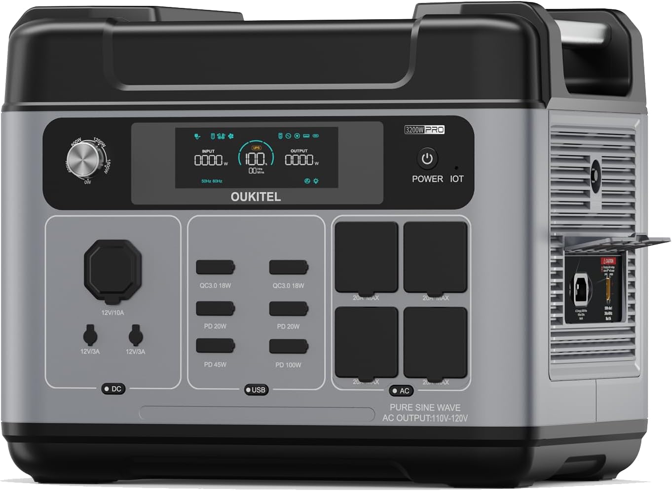 OUKITEL P2001E Pro Tragbares Kraftwerk 3200 W, Solargenerator 2048 Wh LiFePO4-Akku, 1 Stunde Schnellladung, 13 Anschlüsse, mobile App-Stromversorgung für Outdoor, Camping, Wohnmobil