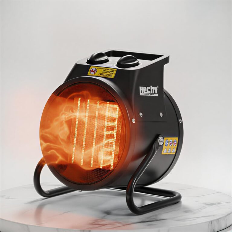 HECHT Keramikheizung – Tragbare Heizung mit 2000 W oder 3000 W – Thermostat – Überhitzungsschutz – Allergikerfreundlich – Leise – Elektrischer Heizkörper für z. B. Wohnzimmer, Badezimmer, Büro.