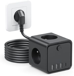 Steckdosenwürfel mit USB, 7-in-1 S...