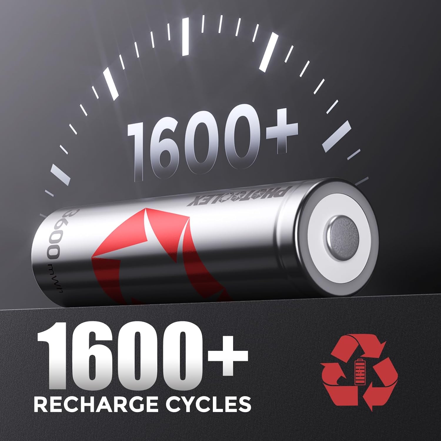 PHOTOOLEX 1,5 V wiederaufladbare AA-Lithium-Batterien (8 Stück), 3600 mWh Lithium-Ionen, wiederaufladbare AA-Batterie mit hoher Kapazität, 1600 + Zyklen, langlebig, wiederaufladbar, Doppel-A-Batterie (kein Ladegerät). – Bild 3