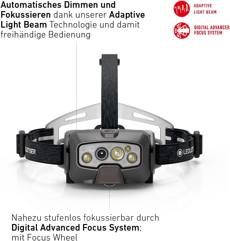 Ledlenser HF8R Signature batteriebetriebene LED-Stirnlampe, 2000 lm, IP68, 194 g | Automatisches Dimmen und Fokussieren, 220 m Leuchtweite, bis zu 90 Stunden Leuchtdauer, RGB-Lichtmodi, wasserdicht – Bild 2