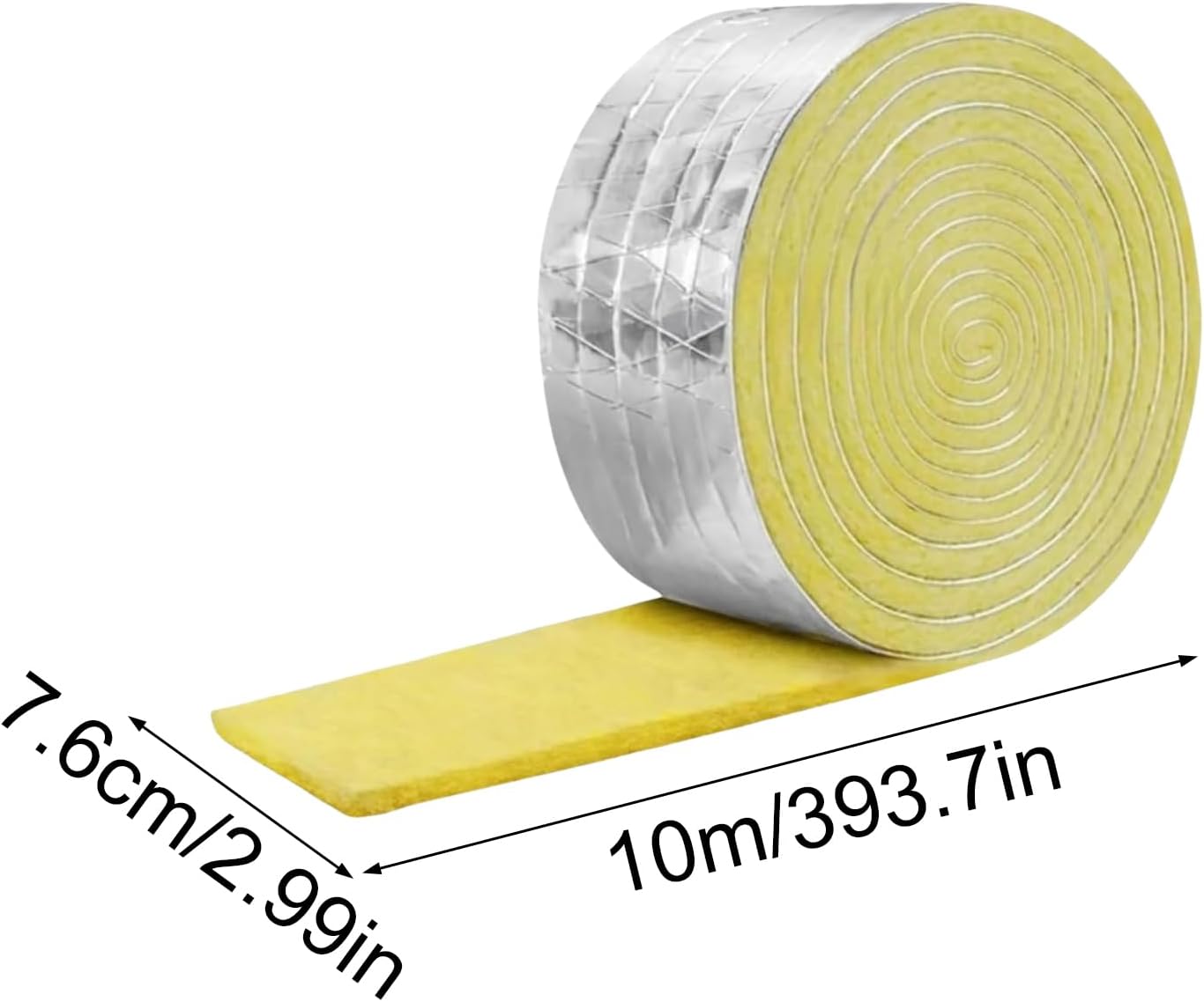 Generisch Rohrisolierung – 10 m Aluminiumfolie, thermische Glaswolle-Isolierrolle | Feuerfeste schallabsorbierende Glasfaserplatte | Wärme- und Schalldämmung für Rohre, HVAC-Systeme und den Heimgebrauch – Bild 3