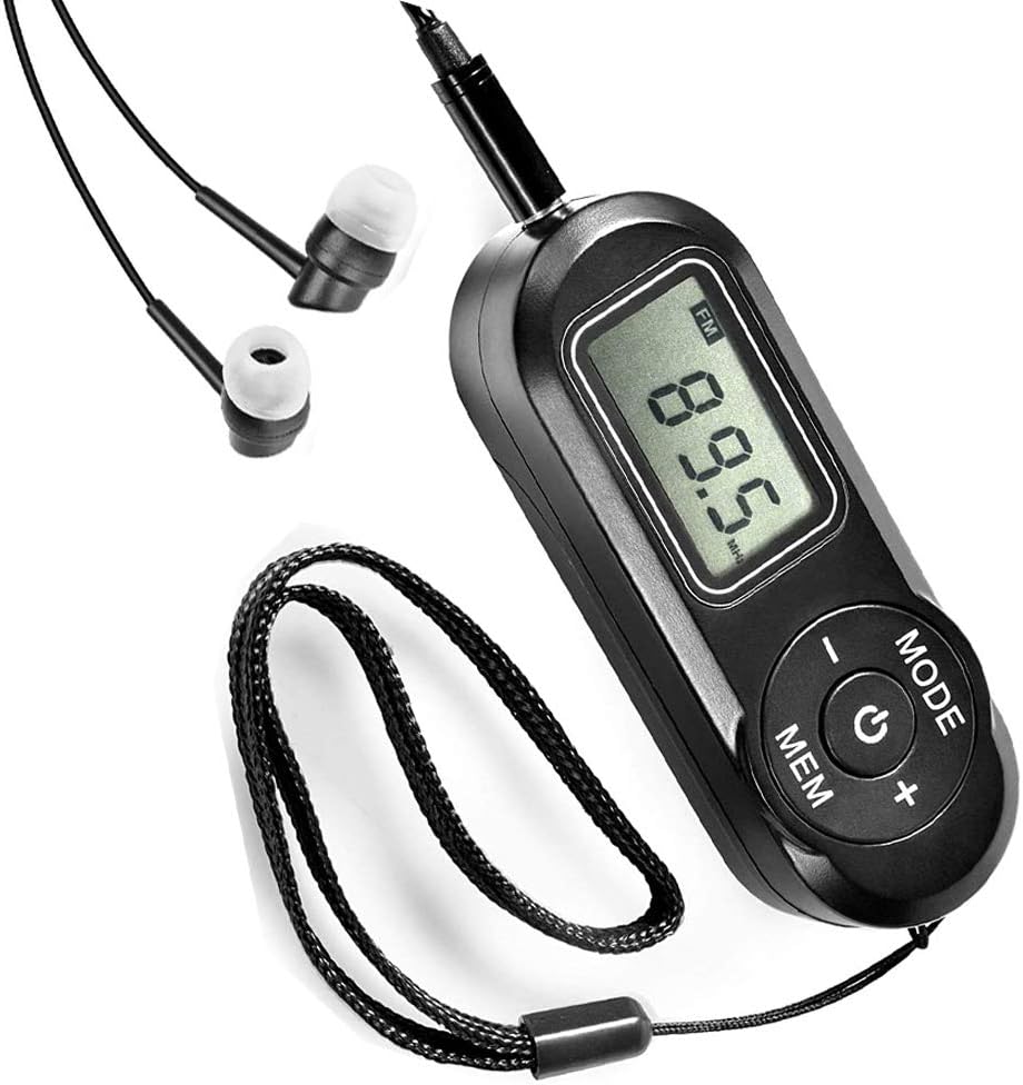 Mini-Radio, tragbar, FM mit digitaler LCD-Digitalanzeige, Kopfhörer-Taschenradio mit Voreinstellung für Joggen, Wandern, Reisen