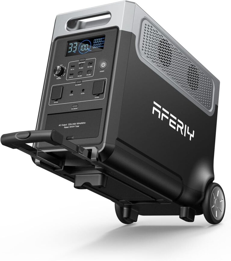 AFERIY Tragbares Kraftwerk 3600 W 3840 Wh erweiterbar 10520 Wh | Stromausfälle Off-Grid-Garten-Camping-Wohnmobil, LiFePO4, 1,5 Stunden Schnellladung, USV, 13 Ausgänge, APP, reine Sinuswelle 230 V