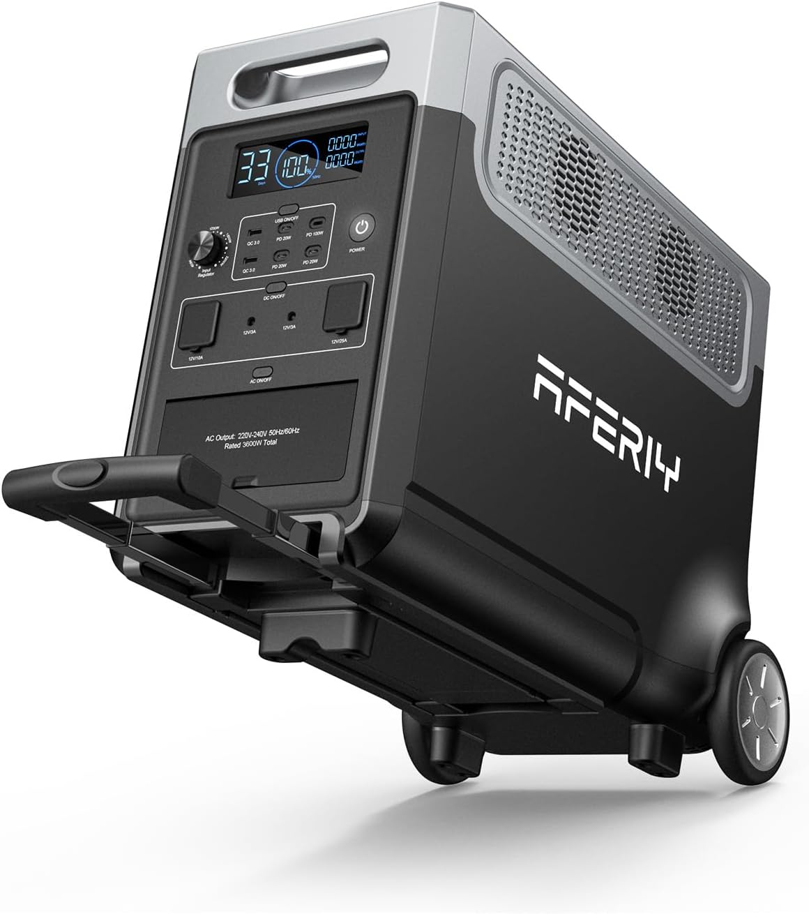AFERIY Tragbares Kraftwerk 3600 W 3840 Wh erweiterbar 10520 Wh | Stromausfälle Off-Grid-Garten-Camping-Wohnmobil, LiFePO4, 1,5 Stunden Schnellladung, USV, 13 Ausgänge, APP, reine Sinuswelle 230 V